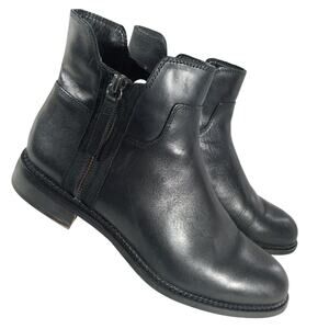 FRANCO SARTO! BLACK GENUINE LEATHER DUAL ZIPPER LIW HEEL ANKLE BOOTS! SZ 9.5M